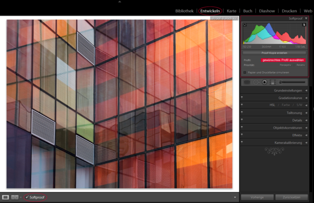 Softproof in Lightroom